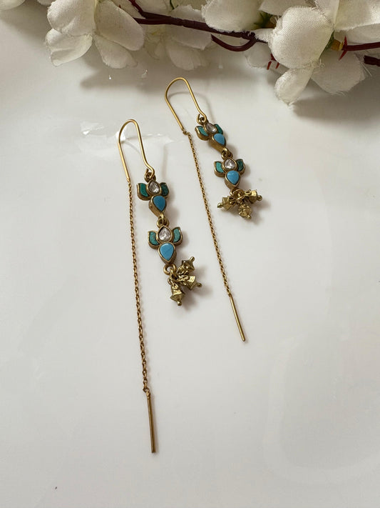 Royal Charm Kundan Drop Chain Earrings