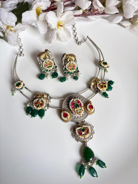 Vintage Kundan Elephant Choker Set