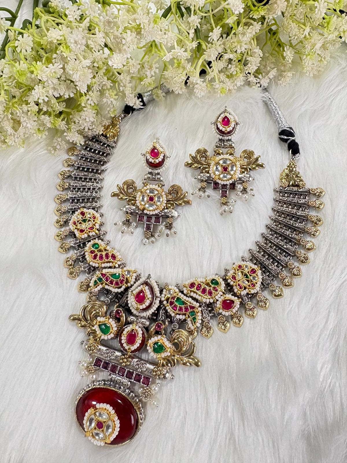 Heritage Oxidized Kundan Choker Set
