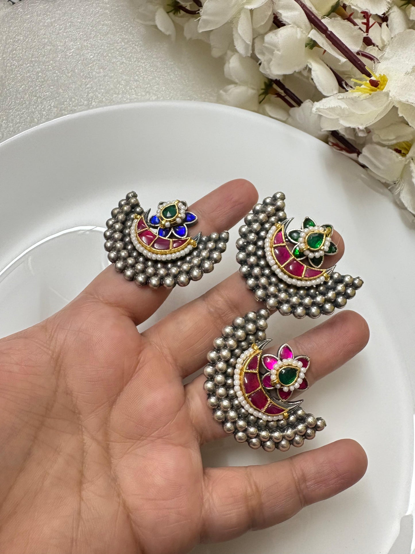 Half Moon Kundan Adjustable Ring 🌙