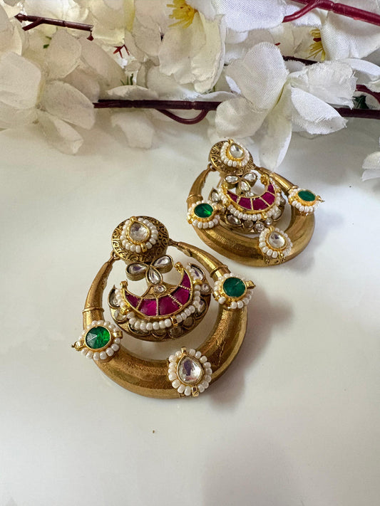 Gold-Toned Festive Polki Earrings