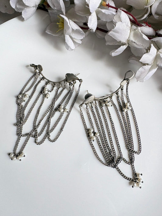 Boho Pearl Chain Earcuffs