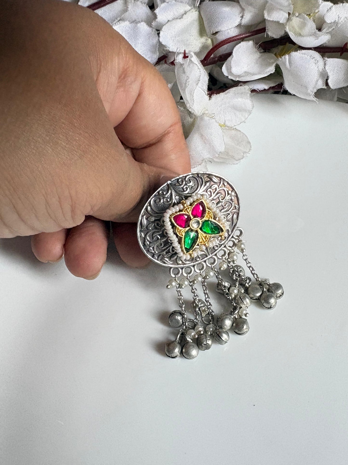Heritage Floral Kundan Ring