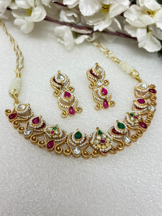 Vintage Glam Meenakari Choker Set