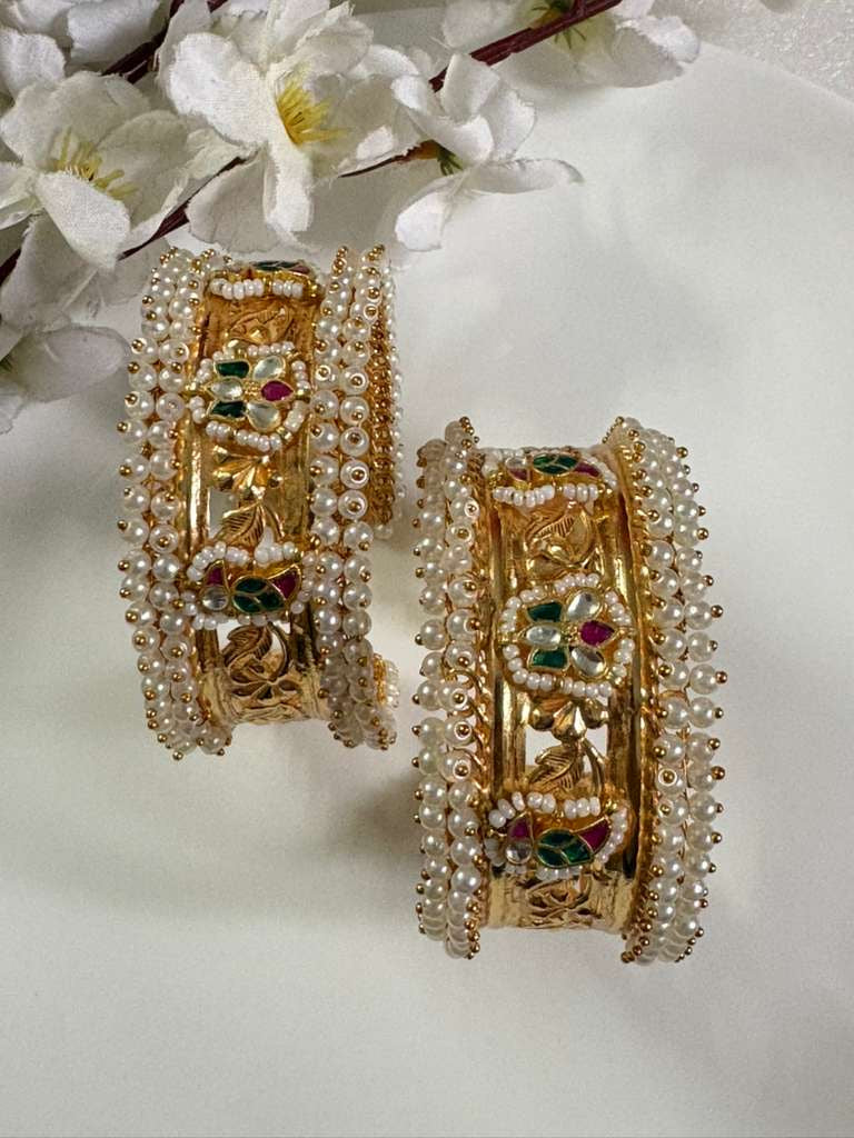 Traditional Polki Pearl Luxury Bangles