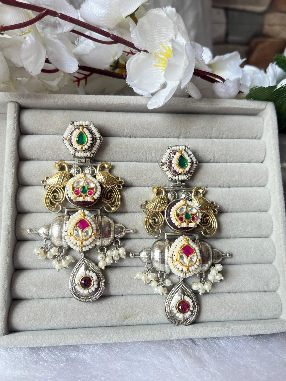 Best Seller – Royal Peacock Oxidized Earrings