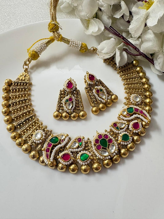 Vintage Kundan & Pearl Designer Necklace
