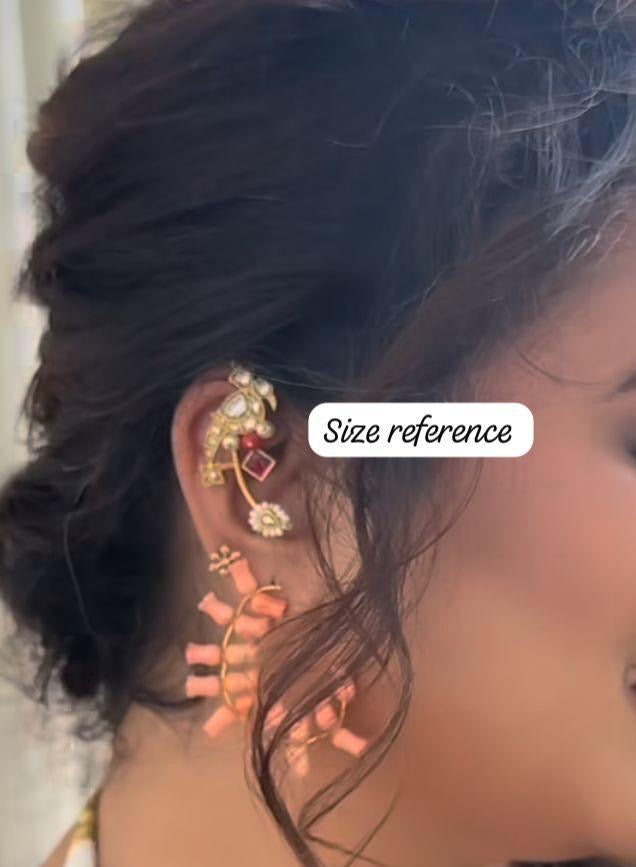 Peacock Inspired Kundan Earrings