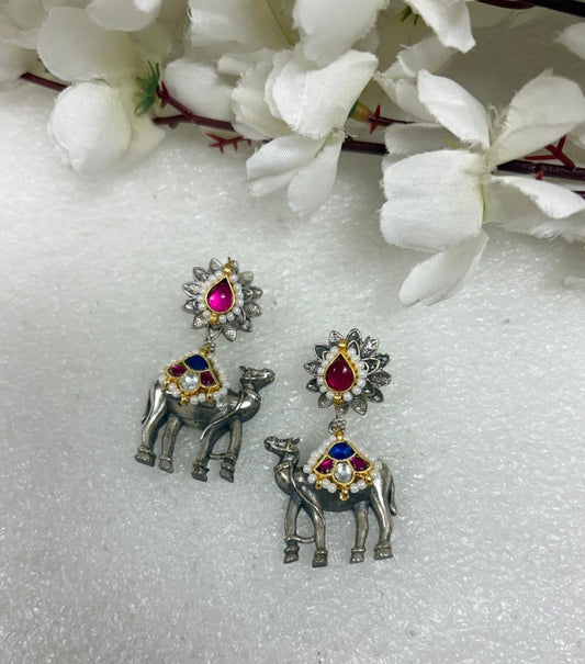Vintage Glam Oxidised Dome Earrings