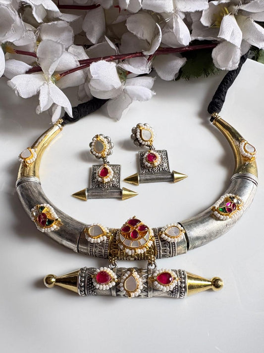 Vintage Silver Kundan Statement Set