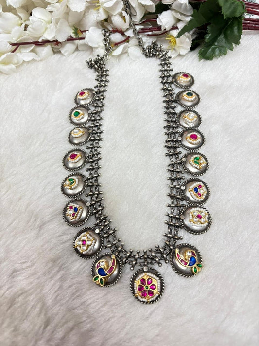 Oxidised Temple Motif Necklace