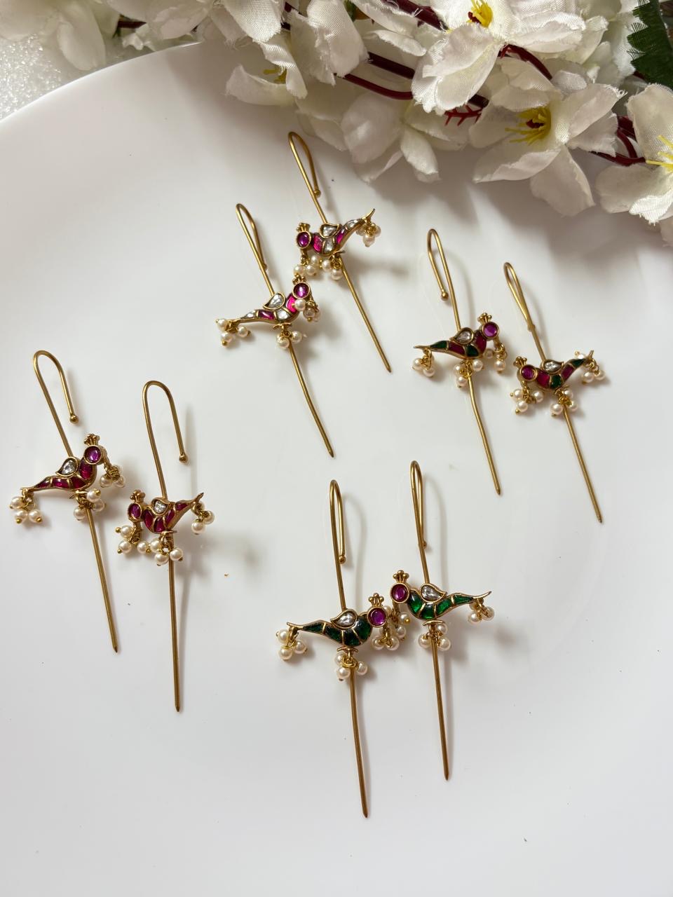 Kundan Meenakari Long Drop Earrings