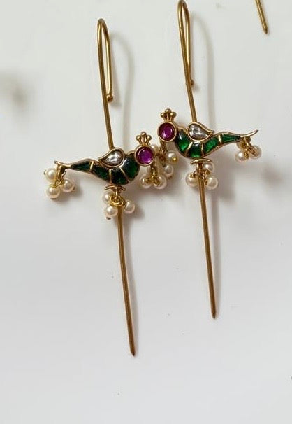 Kundan Meenakari Long Drop Earrings