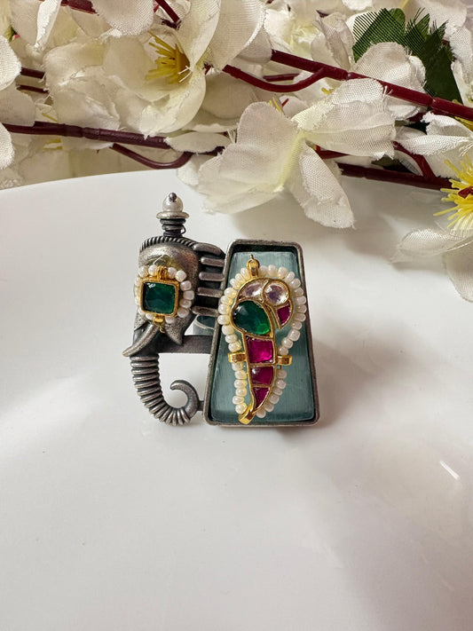Handcrafted Meenakari Statement Ring