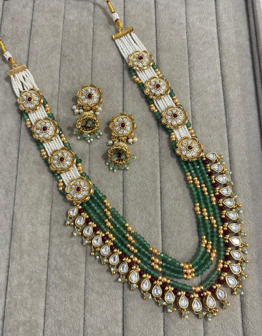 Royal Emerald Kundan Necklace Set