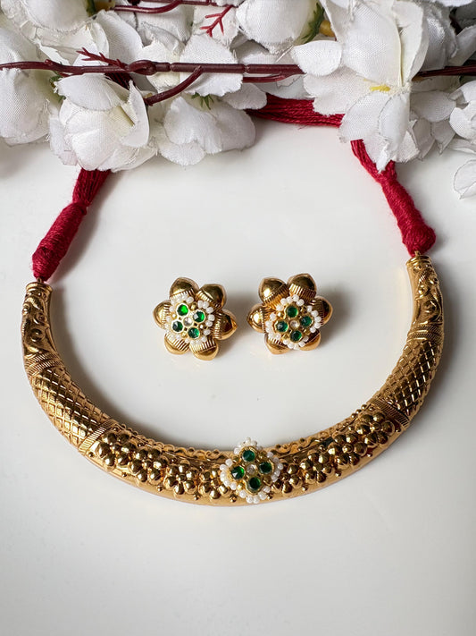 Royal Peacock Bloom Necklace Set