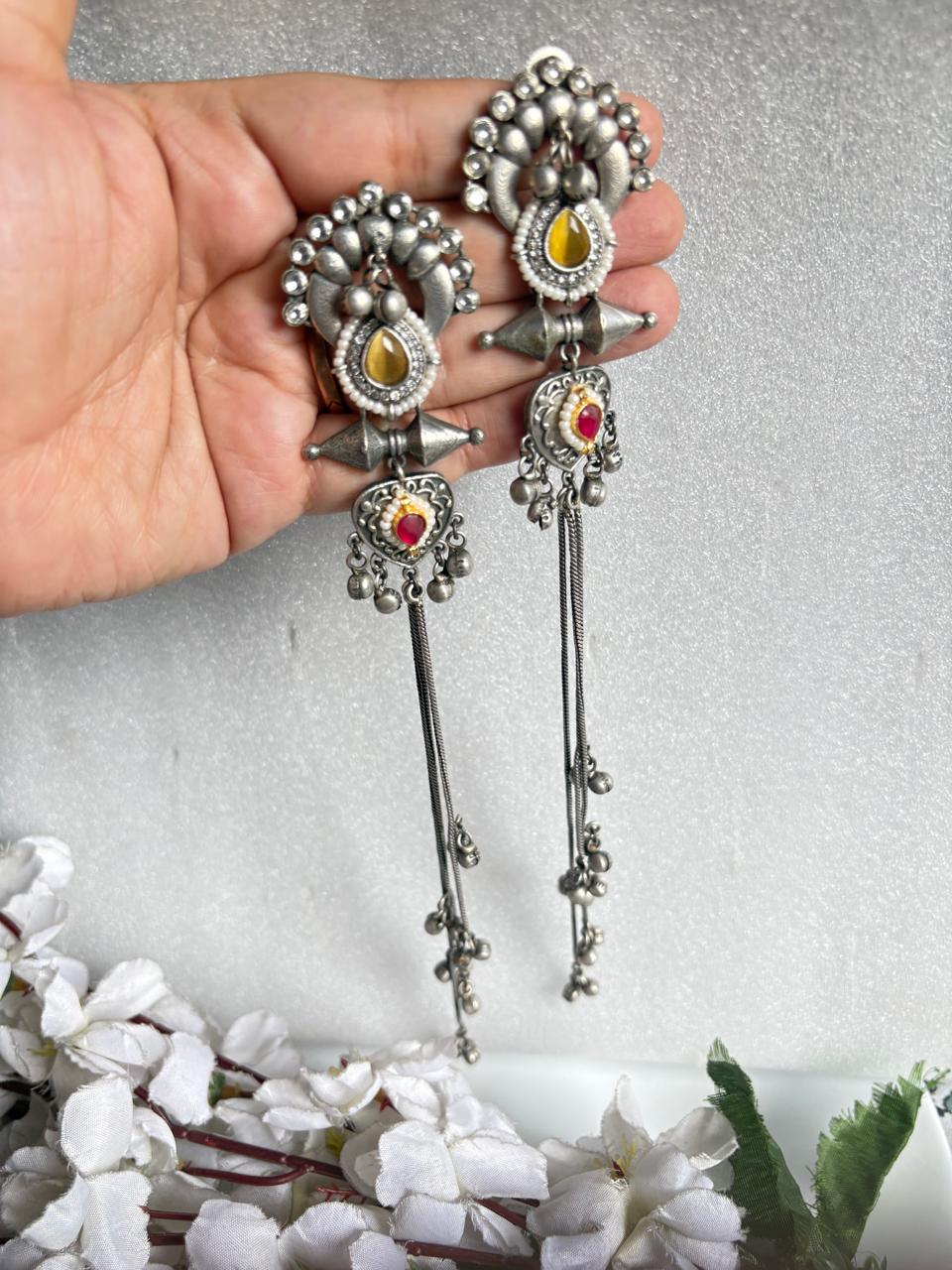 Royal Oxidised Statement Earrings