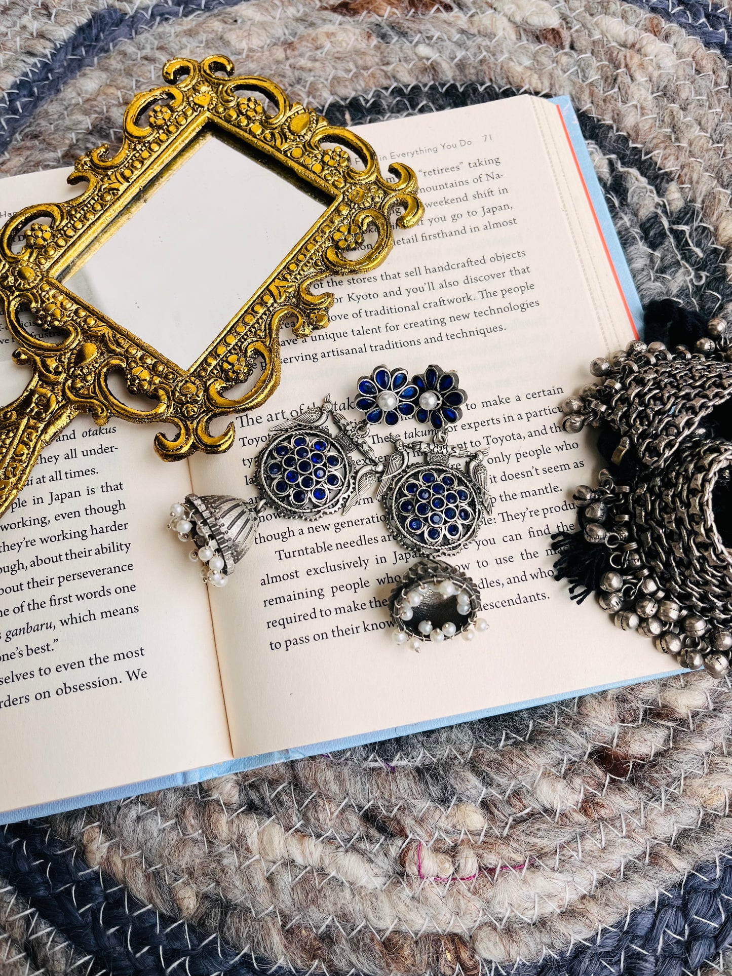 Silver Plated Floral Studded And Beaded Earrings