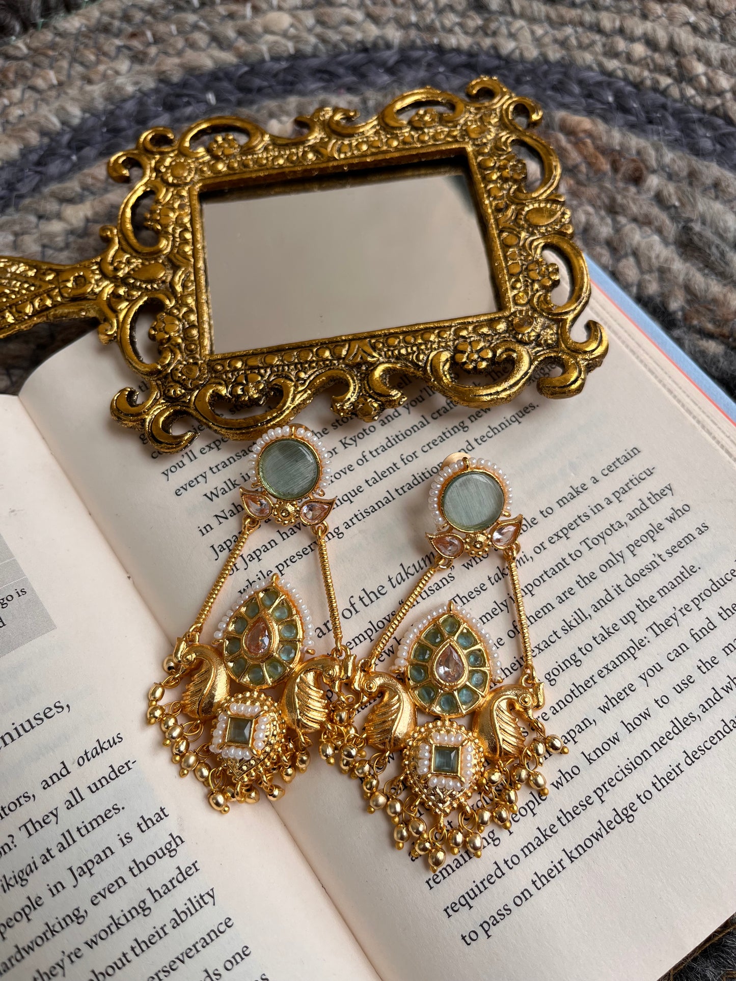 Sitara Charm: Kundan Dangler Earrings💙🌸💖