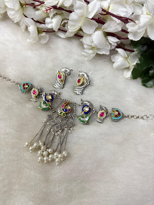 Heritage Grace: Colourful Tribal Choker with Jhumkis🥰🥰🌸