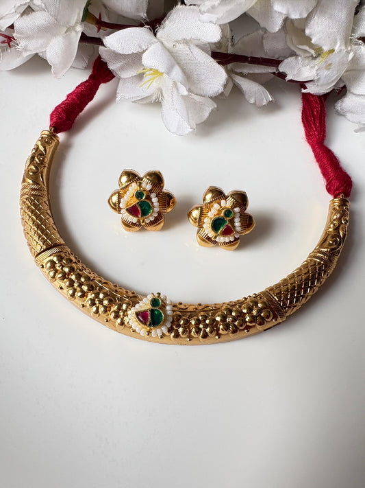 Maharani Navratna Floral Necklace