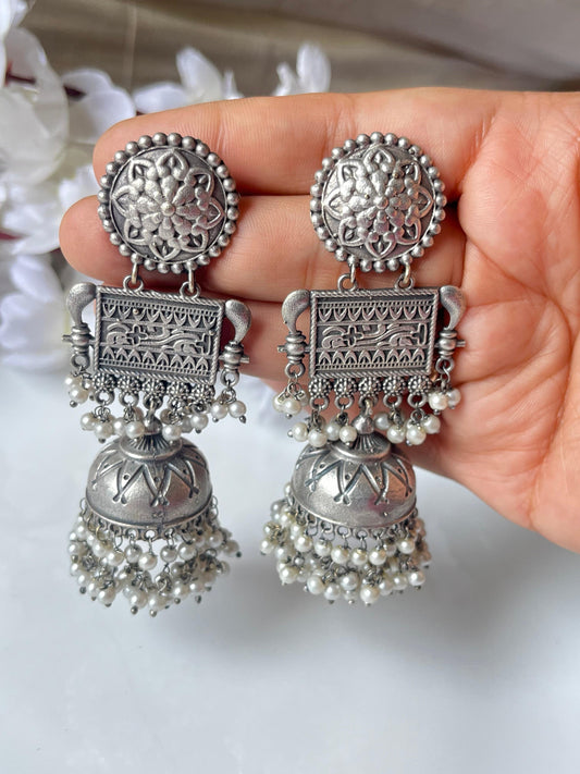 Heritage Dome Oxidised Jhumkas