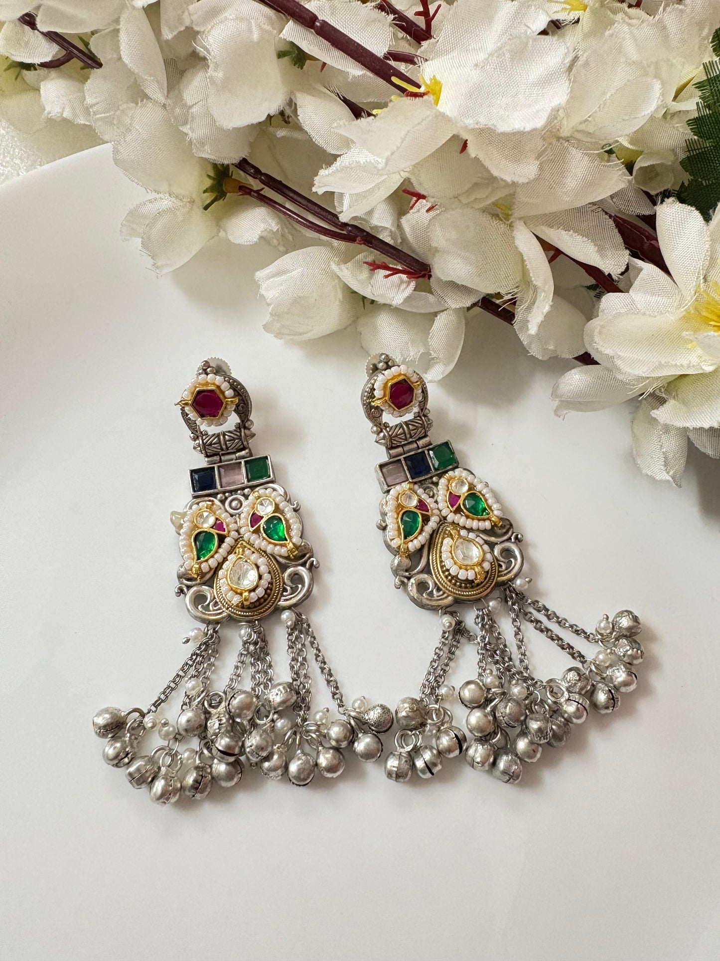Handcrafted Pachi Kundan Jhumka Earrings