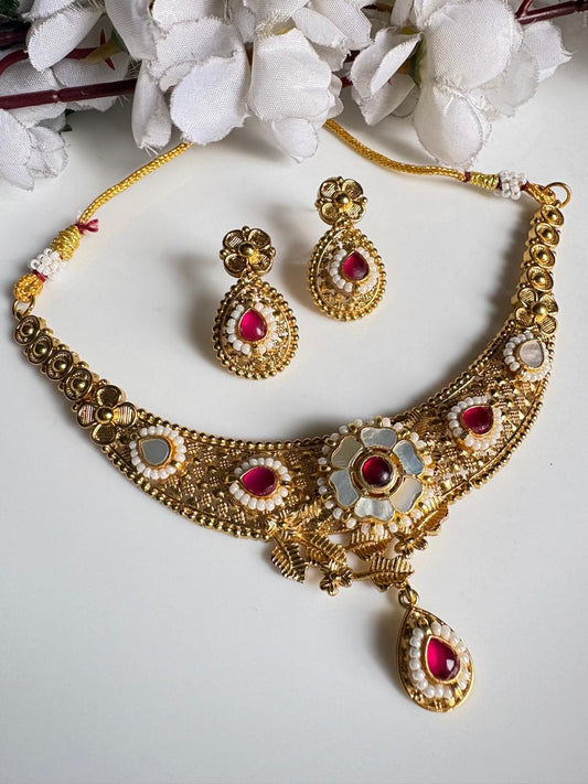 Royal Pachi Kundan Floral Choker Set