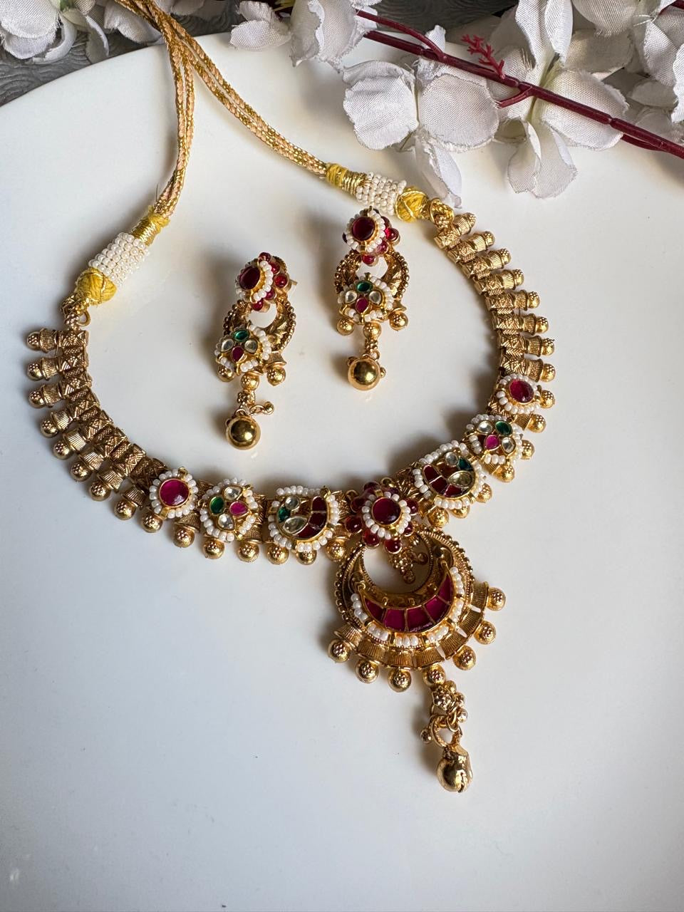 Golden Charm Kundan Fusion Set