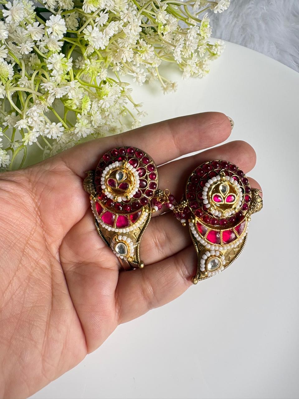 Peacock Inspired Kundan Meenakari Earrings