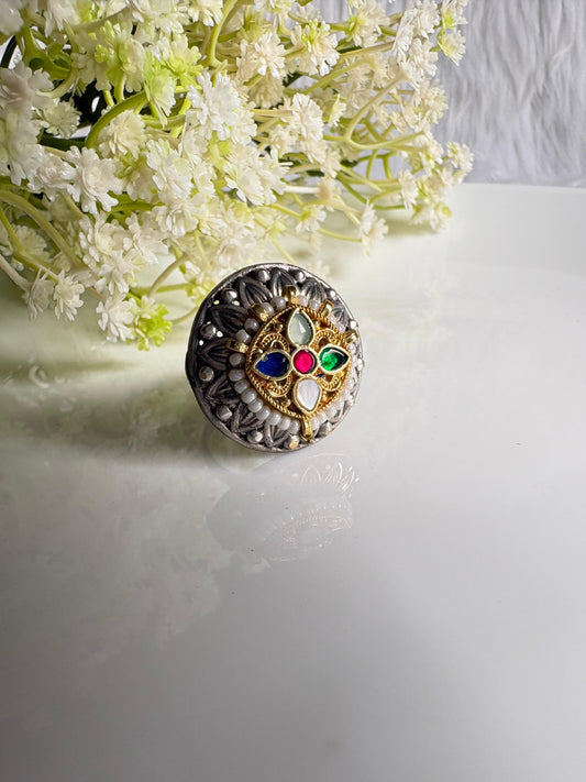 Antique Kundan Ghungroo Ring