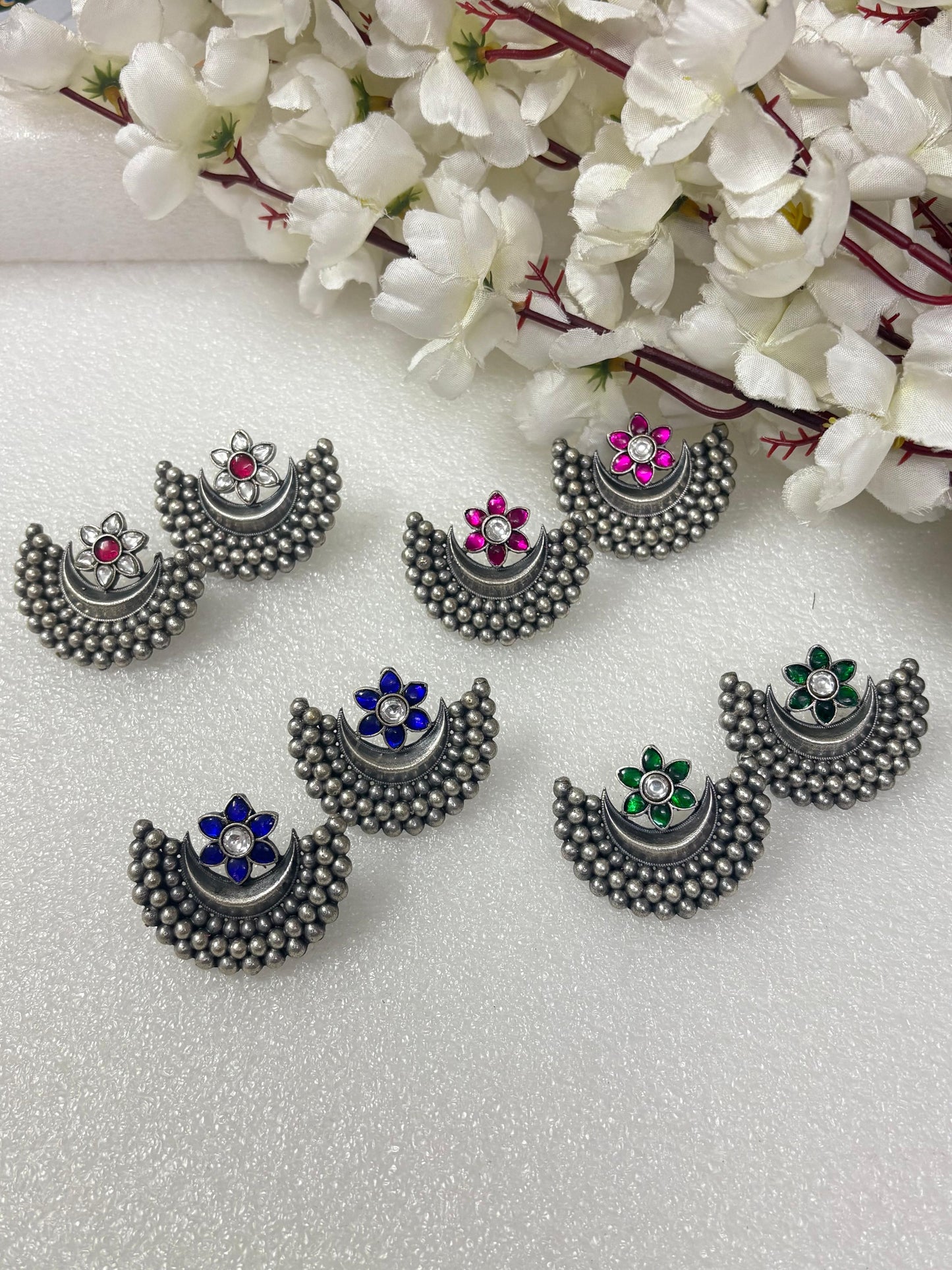 Half Moon Colorful  Oxidised Earrings