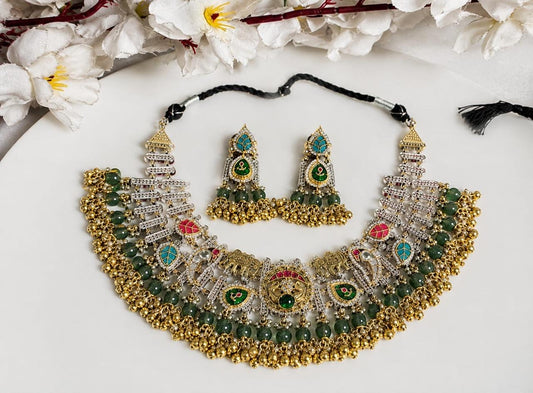 Royal Oxidised Kundan Pearl Choker Set
