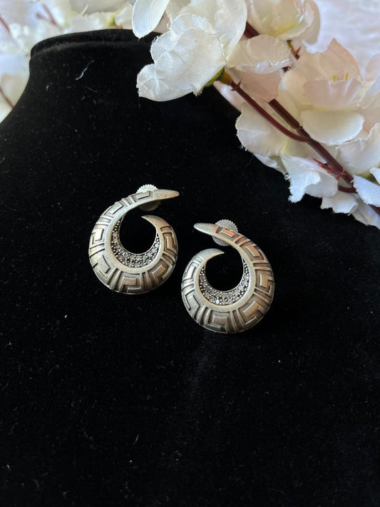 Vintage Tribal Oxidised Statement Hoops