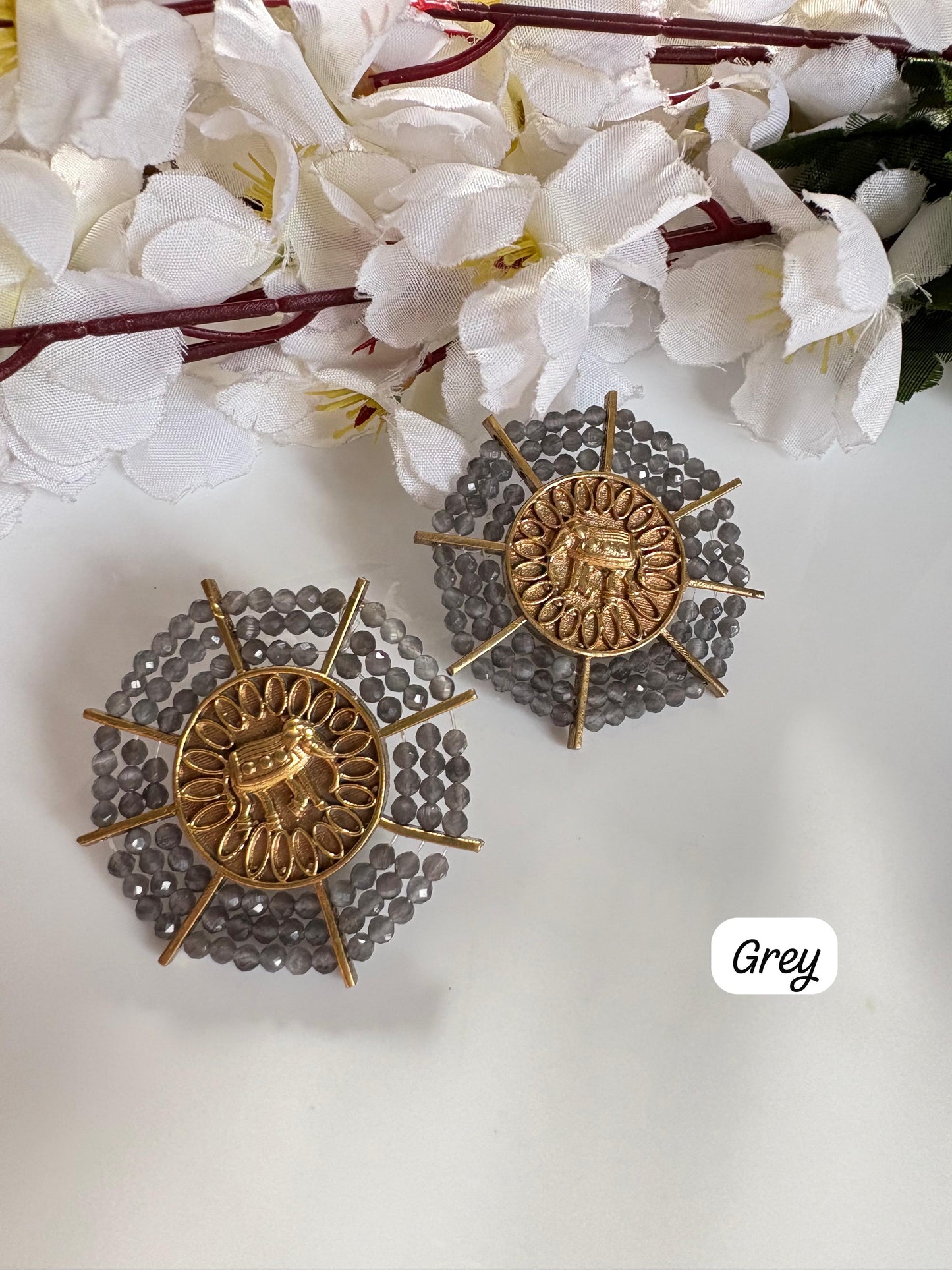 Grey Heritage elephant Stud Earrings