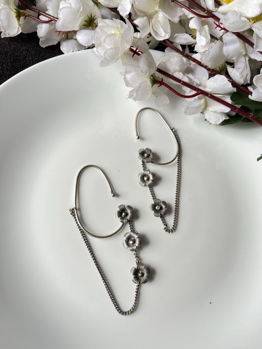 Nature-Inspired Oxidised Floral Earcuffs