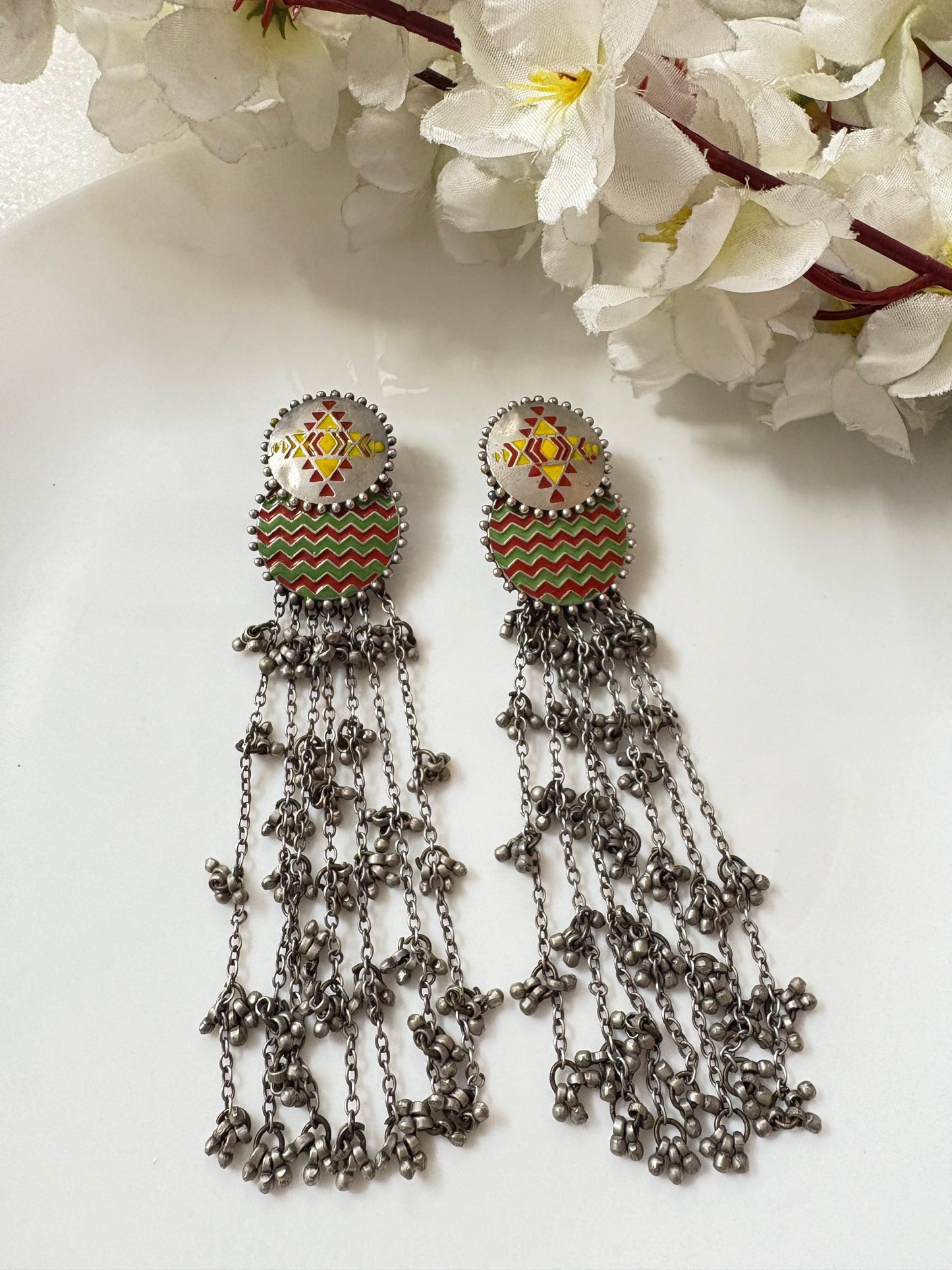 Tribal Fusion Chain Dangler Earrings