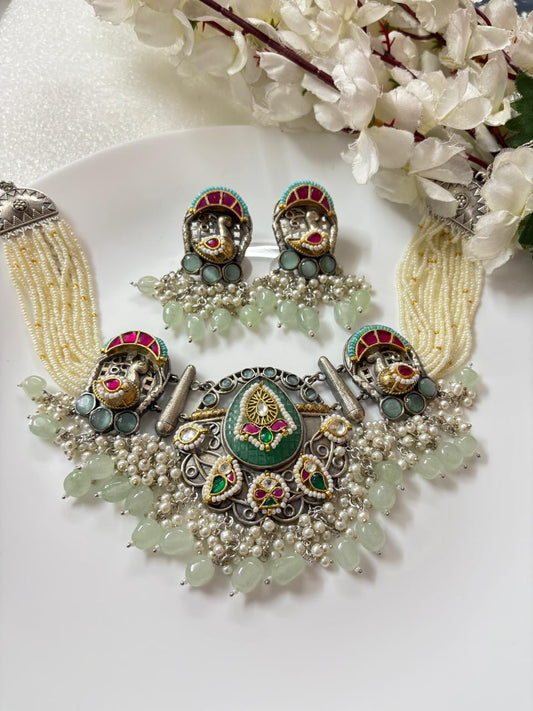 Regal Charm Pachi Kundan Dualtone Necklace Set