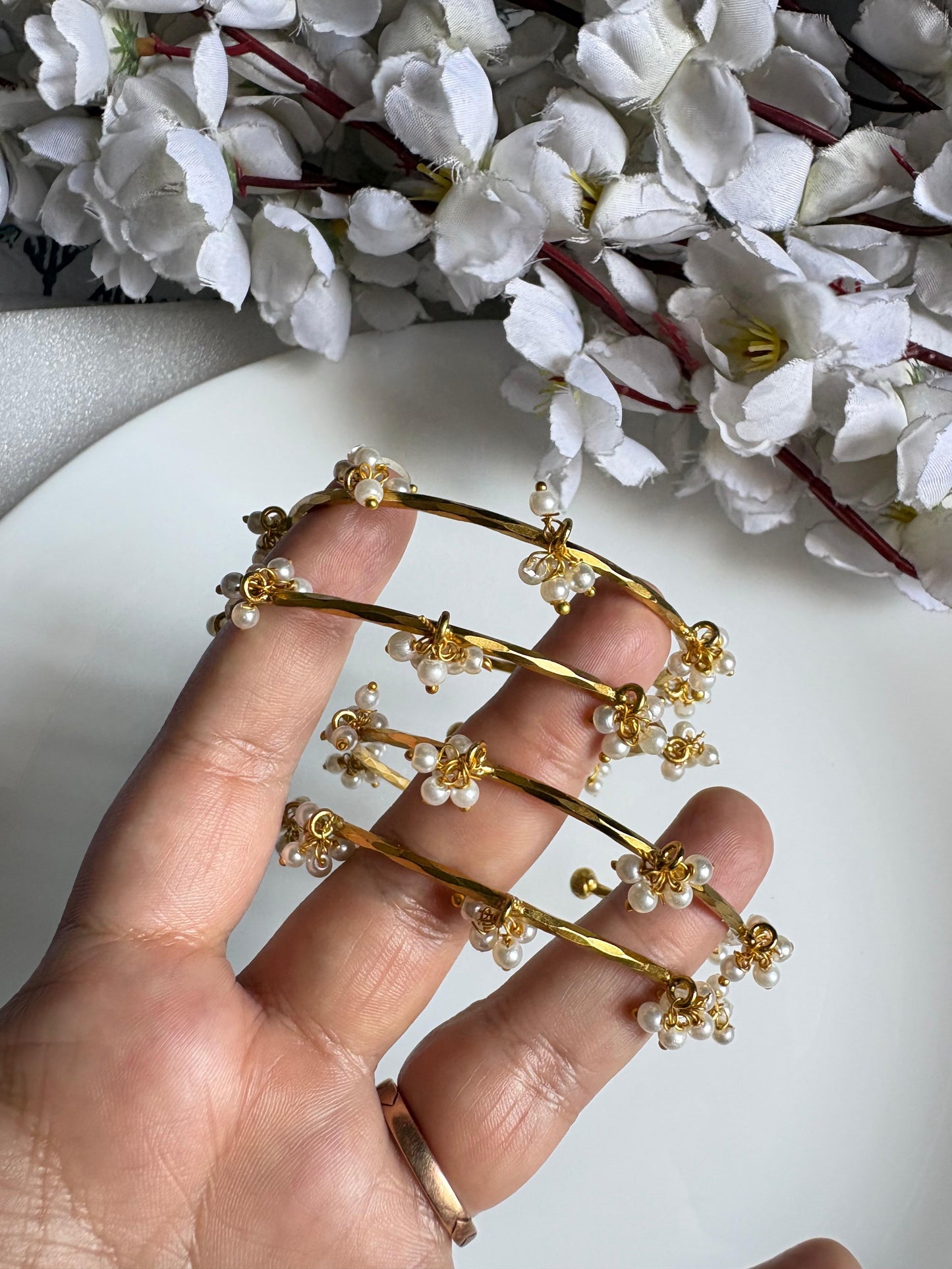Heritage Pearl Gold Bangles