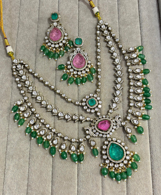 Timeless 3-Layer Bridal Mossanite Necklace Set