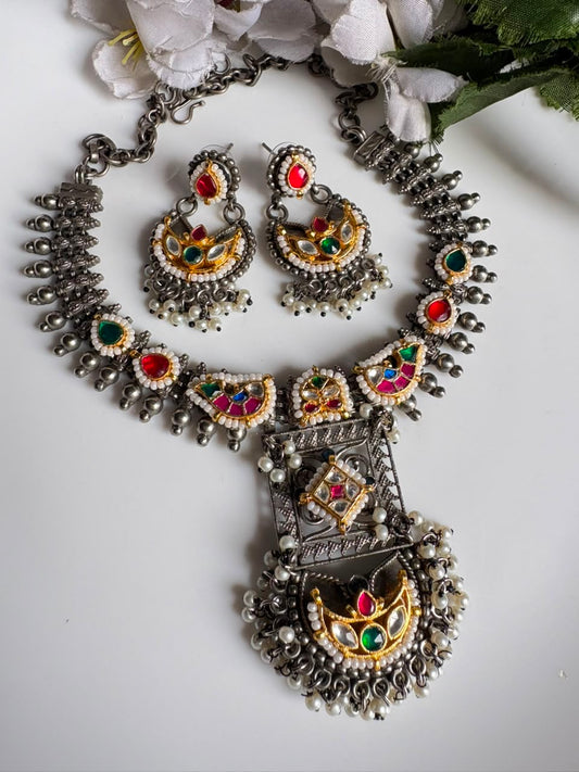 Royal Pearl Pachi Kundan Statement Set