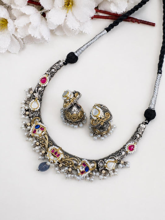 Pearl & Kundan Fusion Necklace Set