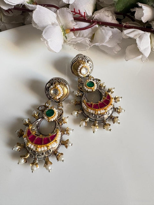 Heritage Silver-Tone Kundan  Earrings
