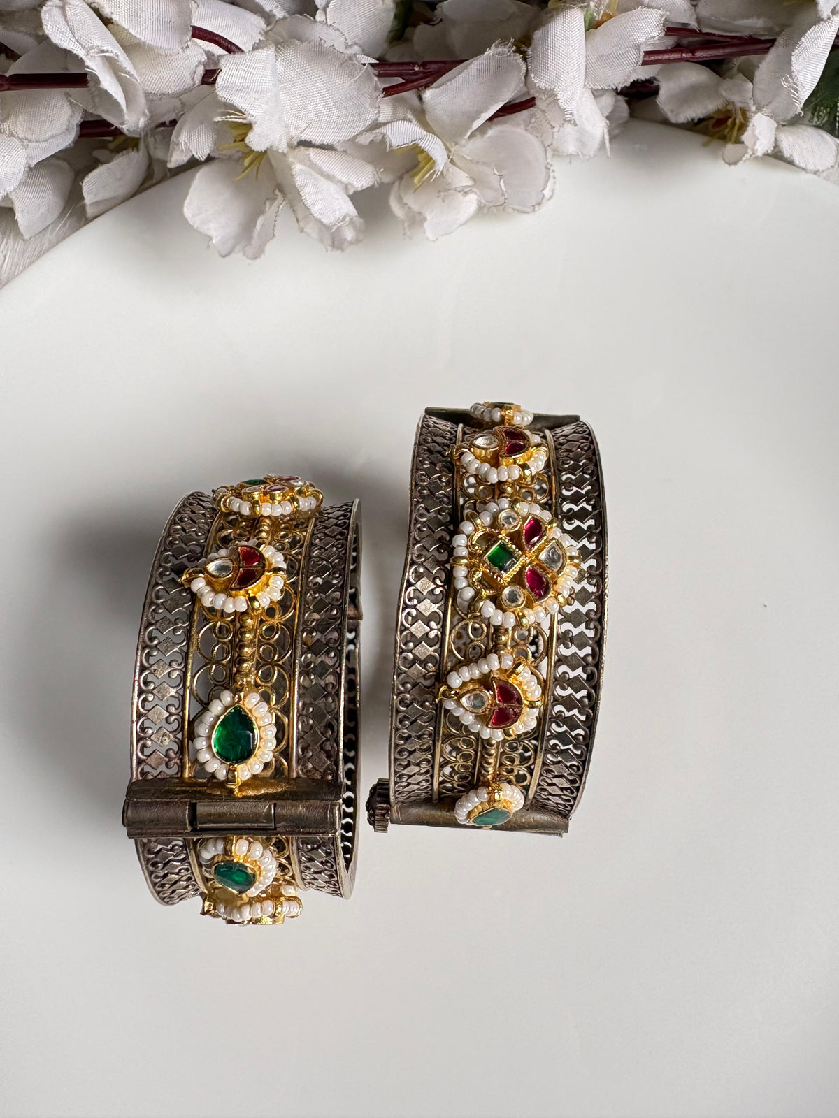 KUNDAN FUSION OXIDISED KADA