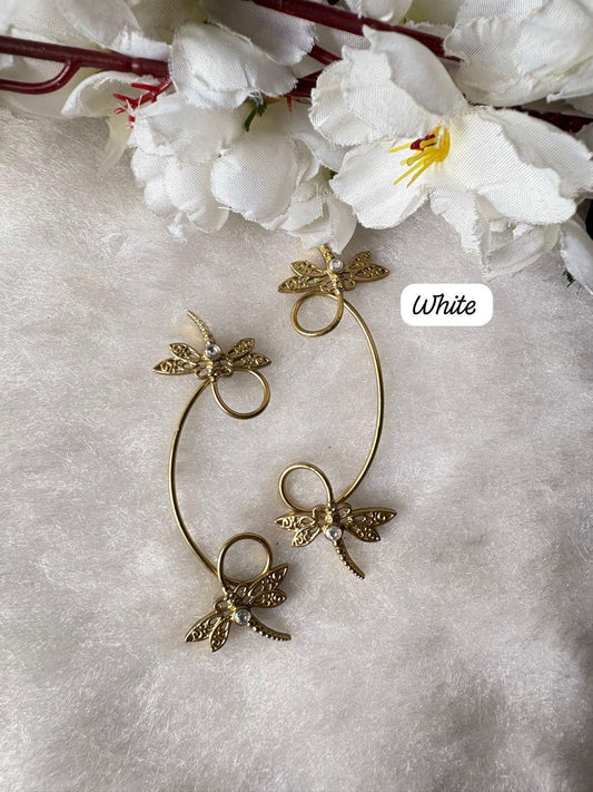 Golden Dragonfly Ear Cuffs