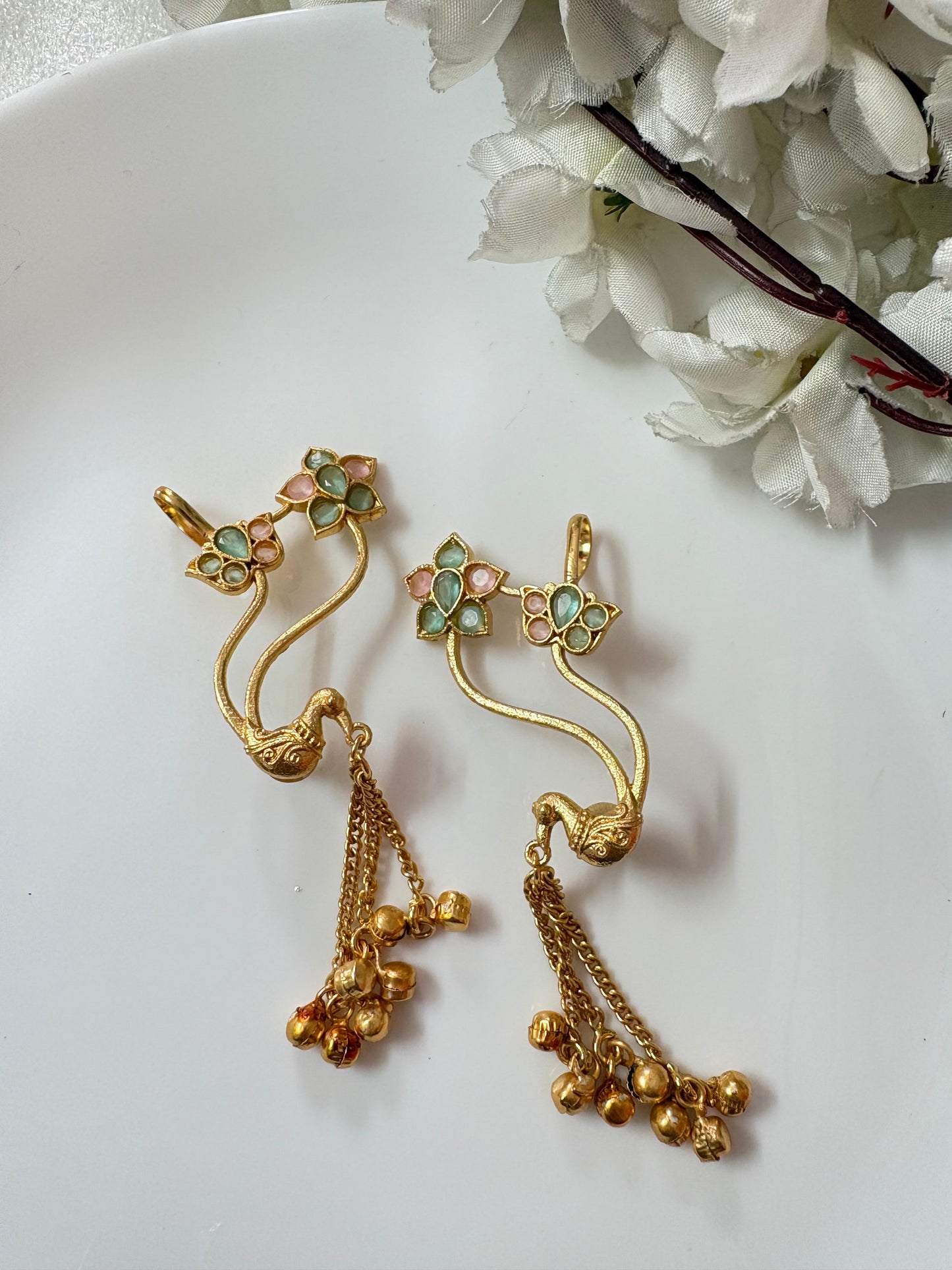 Heritage Green Floral Drop Earrings