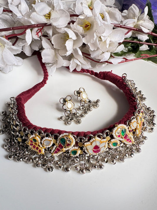 Vintage Kundan Oxidised Choker Set