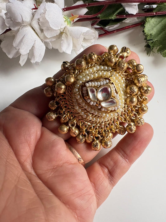 Royal Lotus Pearl & Ghungroo Statement Ring