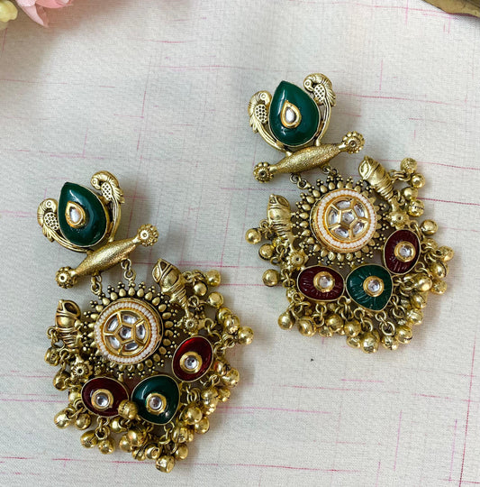 Traditional Pachi Kundan Jhumka Earrings