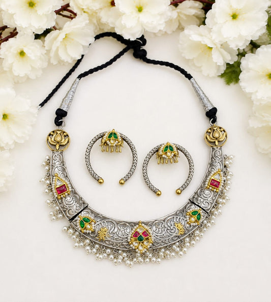 Rajsi Silver Kundan Choker Set